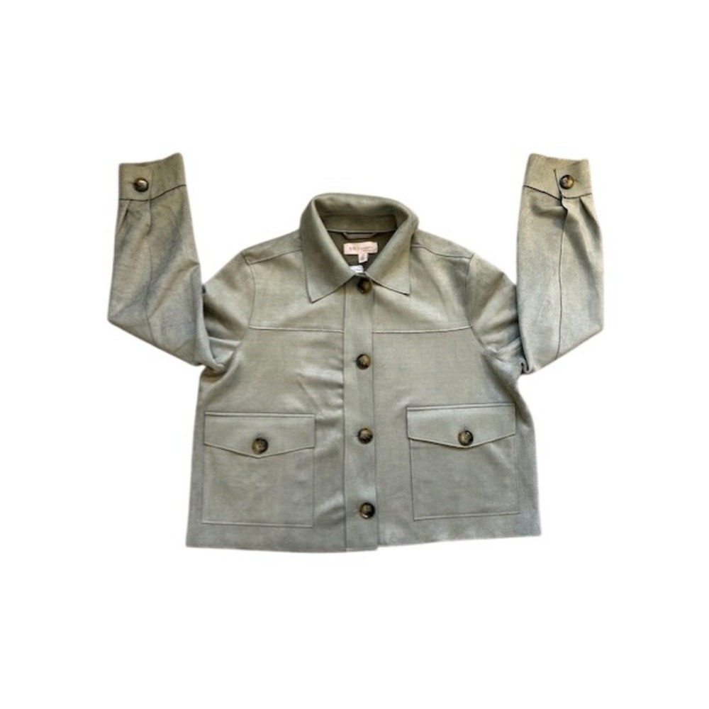 Philosophy Republic Clothing Faux Suede Utility Jacket Sage Green Womens Large